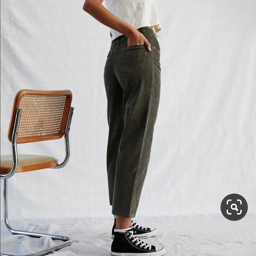 Olive Green Corduroy High Waist Wide Leg Pant